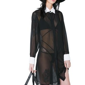 Killstar - WEDNESDAY CHIFFON SHIRT DRESS S